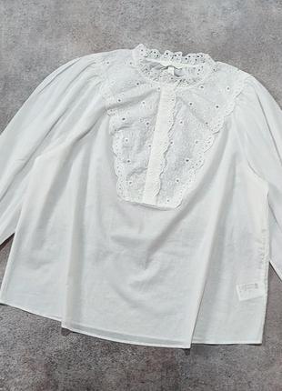 Нова бавовняна блуза, сорочка h&m, прошва, великий розмір