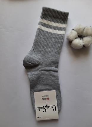 Набір шкарпетки жіночі високі однотонні з полосками на резинці crazy socks1 фото
