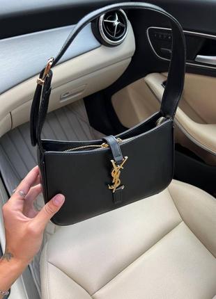 Розкішна чорна брендова сумочка в стилі yves saint laurent hobo black ysl черная шикарная сумка с красной подкладкой внутри9 фото