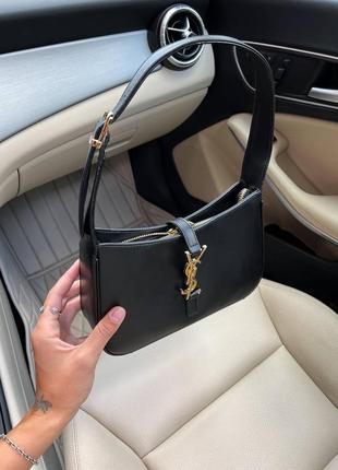 Розкішна чорна брендова сумочка в стилі yves saint laurent hobo black ysl черная шикарная сумка с красной подкладкой внутри8 фото