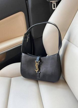 Розкішна чорна брендова сумочка в стилі yves saint laurent hobo black ysl черная шикарная сумка с красной подкладкой внутри7 фото