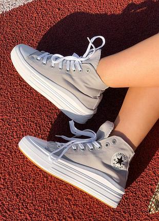 Кеди високі бежеві lace-up converse chuck taylor move high grey