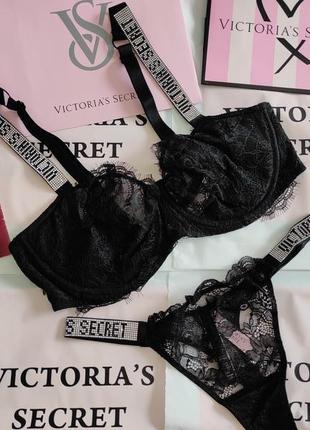 Комплект шикарного мереживного білизни зі стразами сваровські victorias secret
