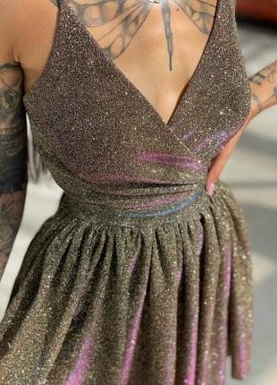 Блестящее платьев люрекс со шнуровкой на спине / сукня10 фото