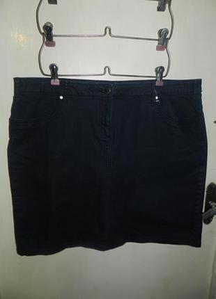 Джинсовая,стрейч,темно-синяя юбка с карманами, большого размера,tcm tchibo3 фото