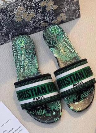 Шльопанці dior зелені (якість люкс)