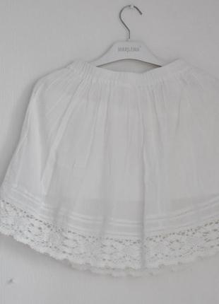 Летняя юбка из жатого льна с кружевом1 фото