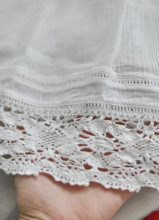 Летняя юбка из жатого льна с кружевом2 фото
