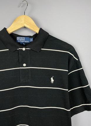 Polo ralph lauren xl футболка поло чоловіча в смужку чорна3 фото