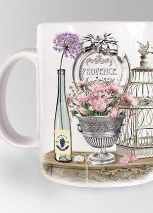 Керамічна чашка з букетом дельфініумів