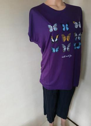 Літня жіноча футболка метелика фіолетовий великий 48 50 52 54 545 фото