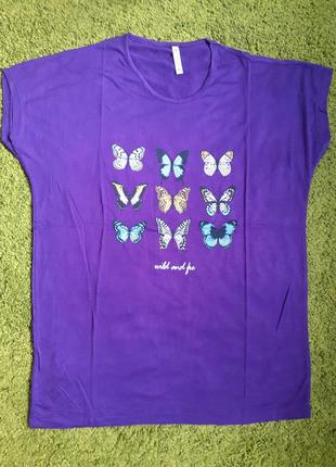 Літня жіноча футболка метелика фіолетовий великий 48 50 52 54 548 фото