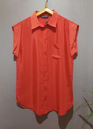 Червона подовжена сорочка-блуза