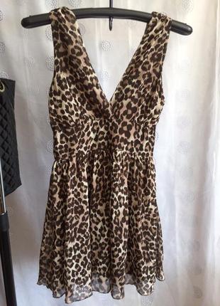 Знижка!легкое пышное шифоновое платье ea сарафан тренд сезона в принт леопард1 фото