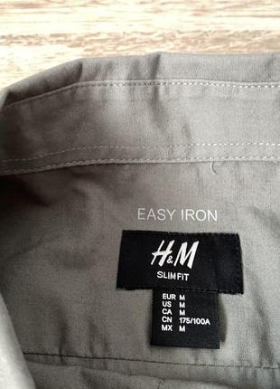 Сорочка кольору хакі h&amp;m easy iron3 фото