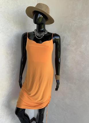 Zara ярко оранжевое платье сарафан в бельевом стиле