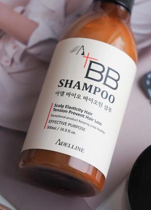 Шампунь з биобиотином від випадіння волосся adelline bio biotin shampoo 500мл1 фото