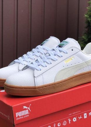 Чоловічі білі шкіряні кросівки puma suede classic🆕кроссовки пума