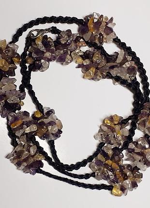 Ожерелье с вставками из натуральных камней💛💜🧡