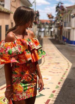 Юбка с высокой посадкой в цветочный принт zara