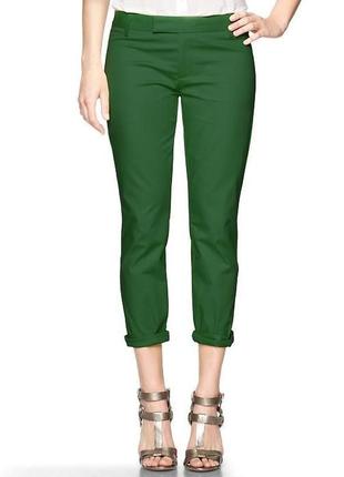 Класичні зелені стрейчові штани з геометричним принтом бавовна gap