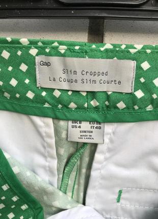 Класичні зелені стрейчові штани з геометричним принтом бавовна gap2 фото