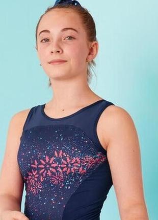 Купальник decathlon без рукавов для спортивной гимнастики для девочек фиолетовый 6-7лет.