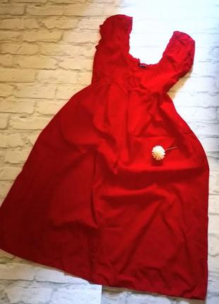 Красное миди платье sisley