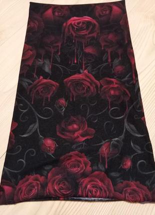 Blood rose - multifunctional баф з трояндами рокерський неформальний шарф пов'язка spiral готик готика тату5 фото