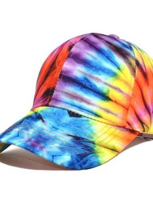 Бейсболка радужная / кепка в стиле тай-дай, головной убор