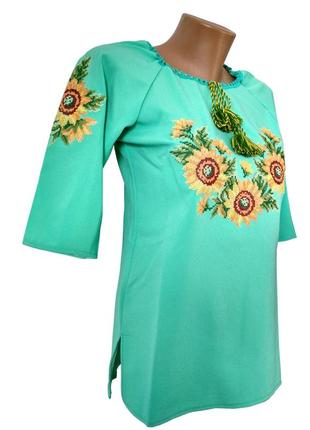 Рубашка женская вышиванка мята р.46 - 60