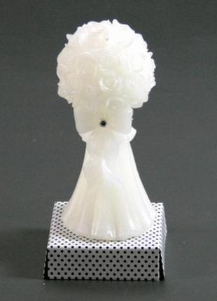 Букет роз белая / свеча свадебная 9x4x4 см
