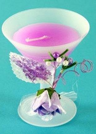 Свеча бокал мартини фиолетовая / свеча бокал мартини фиолетовая 8x6x6 см1 фото