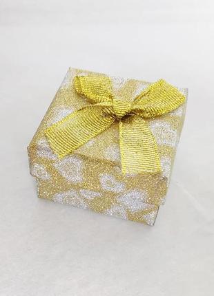 Коробка подарункова з бантиком сердечка жовта 5 см х 5 см / 5x5 см