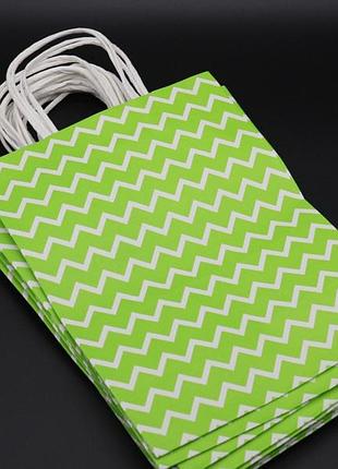 Крафт пакети хвиля. колір салатовий. 21х27х11см /