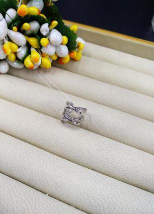 Серебряная стильная модная тренд клипса каффа переплетение на ухо хрящ без прокола 925