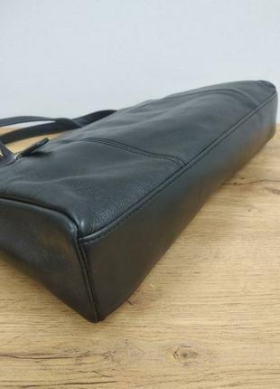 Picard чорна шкіряна сумка на довгих ручках на плече сумка багет тоут торба шопер6 фото