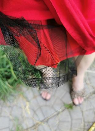 Шовкове плаття з фатином вишивкою міді сукня azalea квіти ошатне вечірній вінтажне шовк складки розкльошені10 фото
