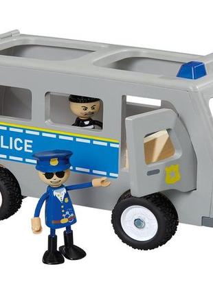 Ігровий дерев'яна яний набір автобус поліція з фігурками playtive police car німеччина.3 фото