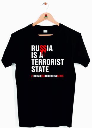 Футболка черная с принтом "russia is a terrorist state" push it