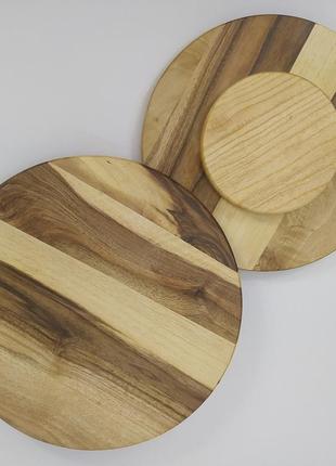 Поворотный столик, вращающийся для тортов, пиццы древесина орех, размер 30 см, высота 4 см.