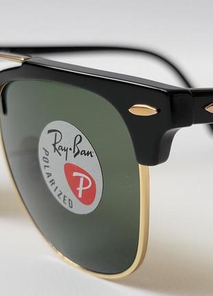 Солнцезащитные ray-ban clubmaster doublebridge 901/58 black polarized3 фото