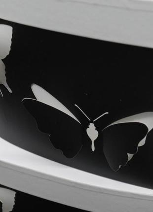 Коробка подарочная сердце с бабочками. три шт/комплект. цвет черный. 29х26х15см /3 фото