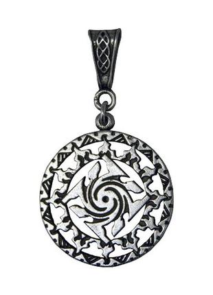 Оберег славянский гаруда в солнечном круге серебрение / оберег славянский гаруда в солнечном круге серебрение 5x2 см