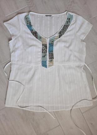 Нарядная, женская блуза, кофточка, белая, батал, 100% cotton. per una.