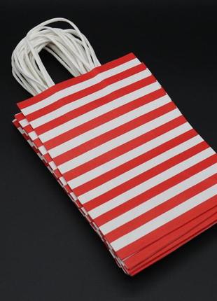 Крафт пакеты полоса. цвет красный. 15х8х21см /