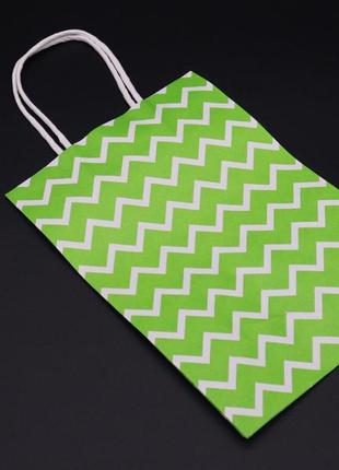 Крафт пакеты волна. цвет салатовый. 15х8х21см /