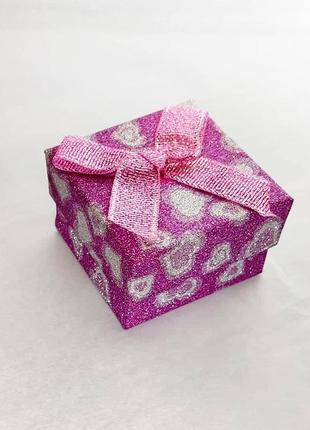 Коробка подарочная с бантиком сердечки розовая 5 см х 5 см /  5x5 см