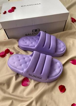 ❤ женские сиреневые шлёпки шлёпанцы сланцы тапочки balenciaga puffy slides ‘purple’  ❤
