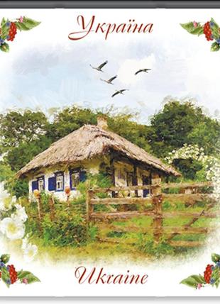 Підставка під чашку (костер) "хата з мальвами"